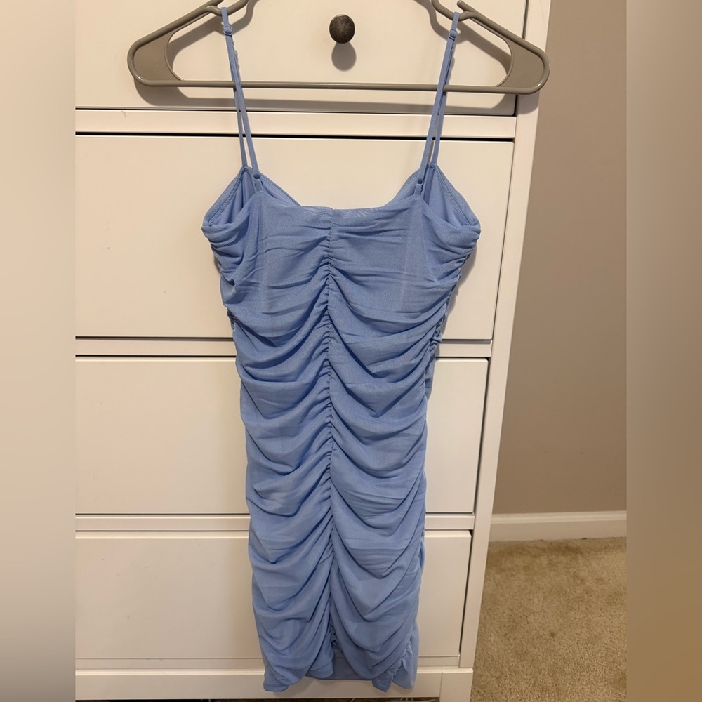 Hoco Light Blue Ruched Dress - Picture 3 of 3